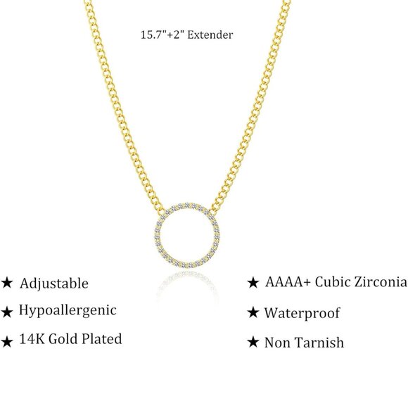 14k Gold-Plated Cubic Zirconia Sun Necklace with Chain - Picture 5 of 5